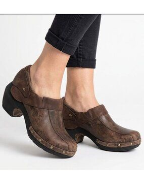 Merrell Performance Footwear Brown Leather Luxe Espresso Slip On Clog Size 7.5